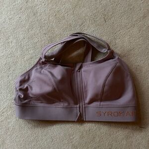 Syrokan Mauve Sports Bra zipper front Sz XL